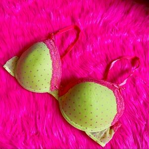 Y2K Green and Pink Polka Dot Bra